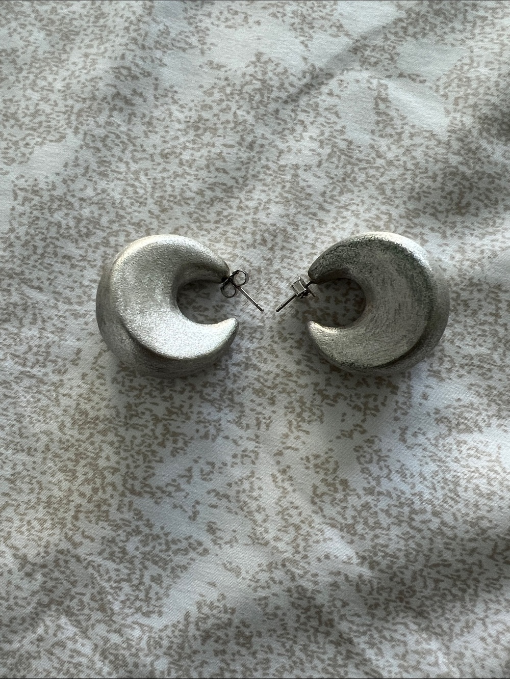 Silver Moon Hoop Stud Earrings - Women Jewelry